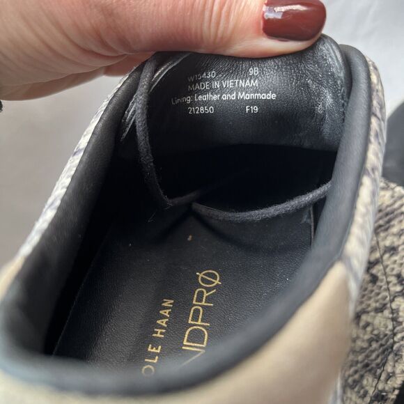 Cole Haan 9 B W15430 Grandpro Spectator 2.0 Sneakers Gray Black White Snake EUC - Picture 10 of 14